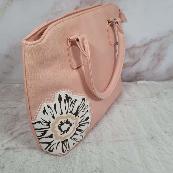 Pink Floral Handbag Tote & Wristlet Wallet Bundle Spring Summer Garden - Picture 11 of 12